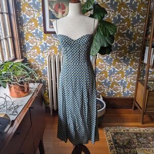 Reformation Blue and Yellow Geometric Midi Dress